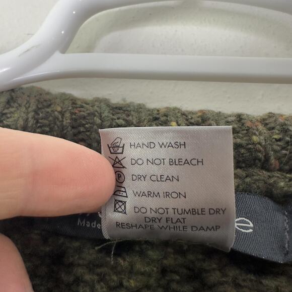 Irelands Eye Sweater Mens Medium Aran Green Cable Knit Wool Cashmere Fisherman - Picture 4 of 4